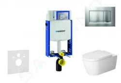 GEBERIT - Kombifix Modul na závesné WC s tlačidlom Sigma30, matný chróm/chróm + Duravit ME by Starck - WC a doska, Rimless, SoftClose (110.302.00.5 NM7)