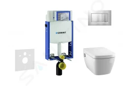 GEBERIT - Kombifix Modul na závesné WC s tlačidlom Sigma30, matný chróm/chróm + Tece One - sprchovacia toaleta a doska, Rimless, SoftClose (110.302.00.5 NT7)