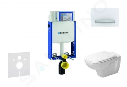 GEBERIT - Kombifix Modul na závesné WC s tlačidlom Sigma50, alpská biela + Duravit D-Code - WC a doska, Rimless, SoftClose (110.302.00.5 NH8)