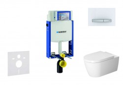 GEBERIT - Kombifix Modul na závesné WC s tlačidlom Sigma50, alpská biela + Duravit ME by Starck - WC a doska, Rimless, SoftClose (110.302.00.5 NM8)