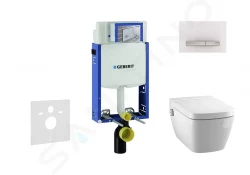 GEBERIT - Kombifix Modul na závesné WC s tlačidlom Sigma50, alpská biela + Tece One - sprchovacia toaleta a doska, Rimless, SoftClose (110.302.00.5 NT8)