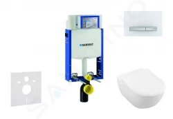 GEBERIT - Kombifix Modul na závesné WC s tlačidlom Sigma50, alpská biela + Villeroy Boch - WC a doska, DirectFlush, SoftClose, CeramicPlus (110.302.00.5 NI8)