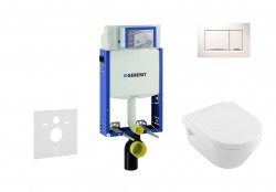 GEBERIT - Kombifix Set predstenovej inštalácie, klozetu a dosky Villeroy & Boch, tlačidla Sigma30, DirectFlush, SoftClose, CeramicPlus, biela/lesklý chróm (110.302.00.5 NB5)