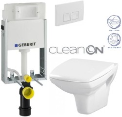 GEBERIT KOMBIFIXBasic vč. bílého  tlačítka DELTA 50 + WC CERSANIT CLEANON CARINA + SEDÁTKO (110.100.00.1 50BI CA2)