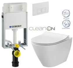 GEBERIT KOMBIFIXBasic vč. bílého  tlačítka DELTA 50 + WC CERSANIT CLEANON CITY (110.100.00.1 50BI CI1)