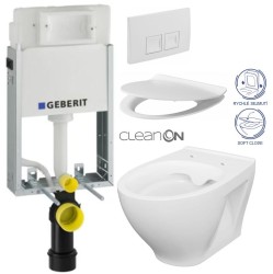 GEBERIT KOMBIFIXBasic vč. bílého  tlačítka DELTA 50 + WC CERSANIT CLEANON MODUO + SEDÁTKO (110.100.00.1 50BI MO1)