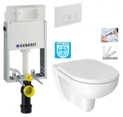 GEBERIT KOMBIFIXBasic vč. bílého  tlačítka DELTA 50 + WC JIKA LYRA PLUS RIMLESS + SEDÁTKO DURAPLAST SLOWCLOSE (110.100.00.1 50BI LY2)