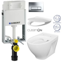GEBERIT KOMBIFIXBasic vč. chromového tlačítka DELTA 51 + WC CERSANIT CLEANON MODUO + SEDÁTKO (110.100.00.1 51CR MO1)
