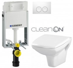 GEBERIT KOMBIFIXBasic vr. bieleho  tlačidla DELTA 21 + WC CERSANIT CLEANON CARINA + SEDADLO (110.100.00.1 21BI CA1)