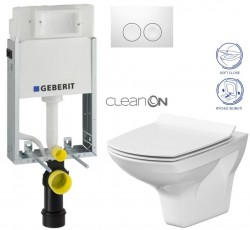 GEBERIT KOMBIFIXBasic vr. bieleho  tlačidla DELTA 21 + WC CERSANIT CLEANON CARINA + SEDADLO (110.100.00.1 21BI CA3)