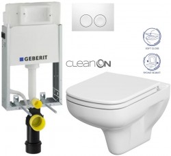 GEBERIT KOMBIFIXBasic vr. bieleho  tlačidla DELTA 21 + WC CERSANIT CLEANON COLOUR + SEDADLO (110.100.00.1 21BI CN1)