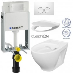 GEBERIT KOMBIFIXBasic vr. bieleho  tlačidla DELTA 21 + WC CERSANIT CLEANON MODUO + SEDADLO (110.100.00.1 21BI MO1)