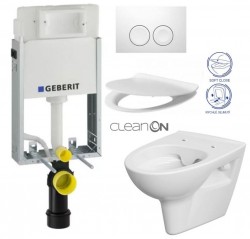 GEBERIT KOMBIFIXBasic vr. bieleho  tlačidla DELTA 21 + WC CERSANIT CLEANON PARVA + SEDADLO (110.100.00.1 21BI PA2)