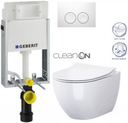 GEBERIT KOMBIFIXBasic vr. bieleho  tlačidla DELTA 21 + WC CERSANIT ZEN CLEANON + SEDADLO (110.100.00.1 21BI HA1)