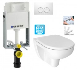 GEBERIT KOMBIFIXBasic vr. bieleho  tlačidla DELTA 21 + WC JIKA LYRA PLUS RIMLESS + SEDADLO duraplastu SLOWCLOSE (110.100.00.1 21BI LY2)