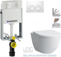 GEBERIT KOMBIFIXBasic vr. bieleho  tlačidla DELTA 21 + WC LAUFEN PRO LCC RIMLESS + SEDADLO (110.100.00.1 21BI LP2)