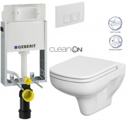 GEBERIT KOMBIFIXBasic vr. bieleho  tlačidla DELTA 50 + WC CERSANIT CLEANON COLOUR + SEDADLO (110.100.00.1 50BI CN1)