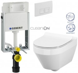 GEBERIT KOMBIFIXBasic vr. bieleho  tlačidla DELTA 50 + WC CERSANIT CLEANON CREA OVÁL + SEDADLO (110.100.00.1 50BI CR1)