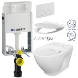 GEBERIT KOMBIFIXBasic vr. bieleho  tlačidla DELTA 50 + WC CERSANIT CLEANON MODUO + SEDADLO (110.100.00.1 50BI MO1)