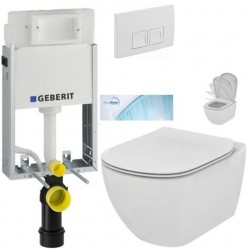 GEBERIT KOMBIFIXBasic vr. bieleho  tlačidla DELTA 50 + WC Ideal Standard Tesi so sedadlom SoftClose, AquaBlade (110.100.00.1 50BI TE1)