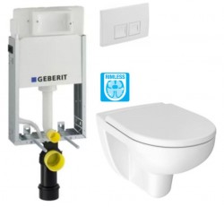 GEBERIT KOMBIFIXBasic vr. bieleho  tlačidla DELTA 50 + WC JIKA LYRA PLUS RIMLESS + SEDADLO duraplastu (110.100.00.1 50BI LY1)