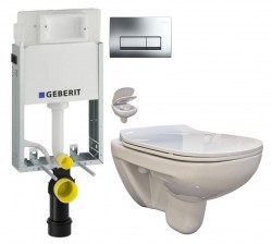 GEBERIT KOMBIFIXBasic vr. chrómového tlačidla DELTA 51 + WC bez oplachového kruhu Edge + SEDADLO (110.100.00.1 51CR EG1)