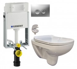 GEBERIT KOMBIFIXBasic vr. matného tlačidla DELTA 25 + WC bez oplachového kruhu Edge + SEDADLO (110.100.00.1 21MA EG1)