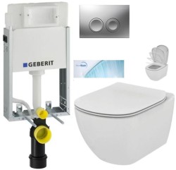 GEBERIT KOMBIFIXBasic vr. matného tlačidla DELTA 25 + WC Ideal Standard Tesi so sedadlom SoftClose, AquaBlade (110.100.00.1 21MA TE1)