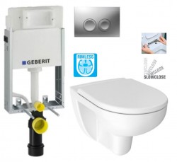 GEBERIT KOMBIFIXBasic vr. matného tlačidla DELTA 25 + WC JIKA LYRA PLUS RIMLESS + SEDADLO duraplastu SLOWCLOSE (110.100.00.1 21MA LY2)