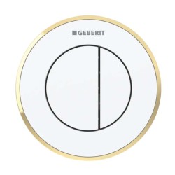 GEBERIT - Oddialené ovládanie splachovania typ 10, 2-činné, pre nádržku pod omietku 8 cm, biela/zlatá (116.056.KK.1)