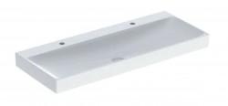 GEBERIT - ONE Dvojumývadlo, 120x48x14 cm, bez prepadu, 2 otvory na batérie, KeraTect, biela (505.022.01.5)