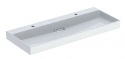 GEBERIT - ONE Dvojumývadlo, 120x48x14 cm, skrytý prepad, 2 otvory na batérie, vodorovný odtok, KeraTect, biela (505.049.00.1)