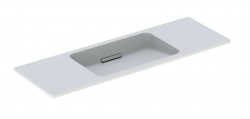 GEBERIT - ONE Umývadlo, 120x40x13 cm, bez prepadu, bez otvoru na batériu, vodorovný odtok, KeraTect, biela (500.392.01.3)