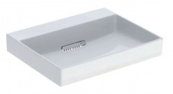 GEBERIT - ONE Umývadlo, 60x48x14 cm, skrytý prepad, bez otvoru na batériu, vodorovný odtok, KeraTect, biela (505.033.00.1)