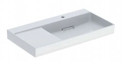 GEBERIT - ONE Umývadlo, 90x48x14 cm, skrytý prepad, s otvorom na batériu, vodorovný odtok, KeraTect, biela (505.043.00.1)