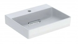 GEBERIT - ONE Umývadlo na dosku, 50x41x14 cm, skrytý prepad, s otvorom na batériu, vodorovný odtok, KeraTect, biela (505.024.00.1)