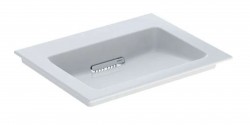GEBERIT - ONE Umývadlo nábytkové, 60x48x13 cm, skrytý prepad, bez otvoru na batériu, vodorovný odtok, KeraTect, biela (505.001.00.1)