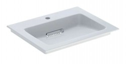 GEBERIT - ONE Umývadlo nábytkové, 60x48x13 cm, skrytý prepad, s otvorom na batériu, vodorovný odtok, KeraTect, biela (505.002.00.1)
