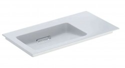 GEBERIT - ONE Umývadlo nábytkové, 90x48x13 cm, skrytý prepad, bez otvoru na batériu, vodorovný odtok, KeraTect, biela (505.008.00.1)