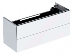 GEBERIT - ONE Umývadlová skrinka, 105x47x40 cm, 2 zásuvky, s LED osvetlením a ovládaním výpustu, lesklá biela (500.386.01.1)