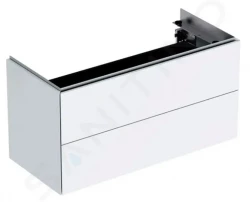 GEBERIT - ONE Umývadlová skrinka, 895x465x395 mm, 2 zásuvky, s LED osvetlením a ovládaním výpustu, lesklá biela (500.385.01.1)