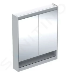 GEBERIT - ONE Zrkadlová skrinka s LED osvetlením, 750x900x150 mm, 2 dvierka, s nikou, hliník (505.832.00.1)