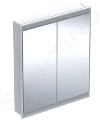 GEBERIT - ONE Zrkadlová skrinka s LED osvetlením, 750x900x150 mm, 2 dvierka, vstavaná, hliník (505.802.00.1)