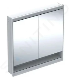 GEBERIT - ONE Zrkadlová skrinka s LED osvetlením, 900x900x150 mm, 2 dvierka, s nikou, vstavaná, biela (505.823.00.2)