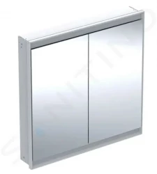 GEBERIT - ONE Zrkadlová skrinka s LED osvetlením, 900x900x150 mm, 2 dvierka, vstavaná, biela (505.803.00.2)