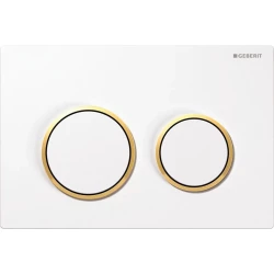 Geberit ovládacie tlačidlo OMEGA20 biela lesk/zlatý krúžok plast, pre modul WC 82 a 98 cm 115.085.KK.1 (115.085.KK.1)