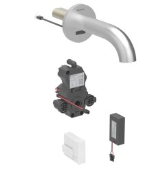 GEBERIT - Piave Elektronický umývadlový ventil pod omietku, pre studenú vodu, batériové napájanie, easy to clean, kefovaná nerezová (116.263.SN.1)