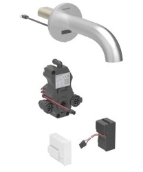 GEBERIT - Piave Elektronický umývadlový ventil pod omietku, pre studenú vodu, sieťové napájanie, easy to clean, kefovaná nerezová (116.261.SN.1)