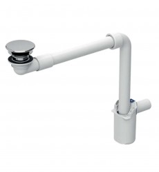 GEBERIT - Příslušenství Úsporný umývadlový sifón s neuzatvárateľnou výpusťou na umývadlá bez prepadu, chróm (152.084.21.1)