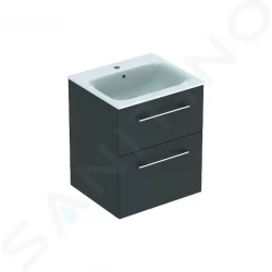 GEBERIT - Selnova Square Umývadlová skrinka 635x538x480 mm, s umývadlom, 2 zásuvky, lávová mat (501.233.00.1)